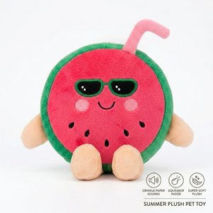 Jouets d'été en peluche pour animaux de compagnie, jouets couineurs en forme de fruits (pastèque, jus), pour chiens et chats, fabricant OEM ODM sur mesure - Product Image 3