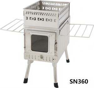 Poêle à <span class=keywords><strong>bois</strong></span> portable en acier inoxydable pour tente, sauna de camping avec panier à pierres pour bain de vapeur extérieur - Product Image 3