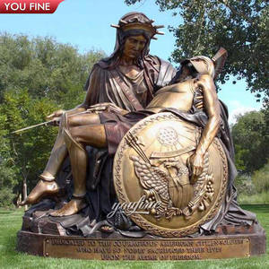 Famosas Estatuas Religiosas Católicas de María Cristo, Pietà con Escudo, Escultura de Bronce - Product Image 6