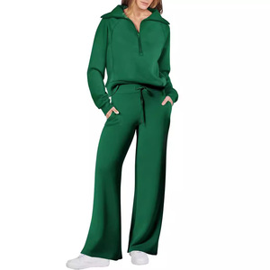 Ensemble décontracté deux pièces pour femme : sweat à capuche zippé et pantalon large, couleur unie, manches longues, tailles S-M-L-XL-XXL, style européen - Product Image 4