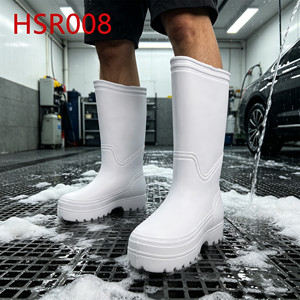 Lxg HSR009บูตลุย<span class=keywords><strong>น้ำ</strong></span>ใน<span class=keywords><strong>สวน</strong></span>ล้างได้ทันทีเหนือข้อเท้ารองเท้าบูทกันฝนสีชมพูแดงแฟชั่น - Product Image 4