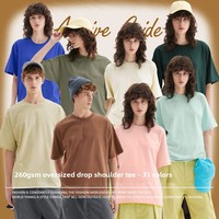 Camiseta de Algodón Grueso de 260g para Hombre, Tejido de Punto, Casual, Lisa, Corte Holgado, Manga Corta, para Deportes y Ocio Juvenil