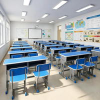 Ensemble de bureau et chaise d'école à hauteur réglable, table d'étude ergonomique pour les élèves du primaire, du collège et du lycée, mélamine MDF