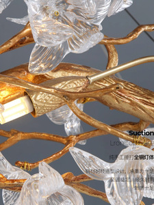 <span class=keywords><strong>โคม</strong></span>ระย้าประดับกิ่งไม้ขนาดใหญ่ลายดอกฮิบิสคัสทำจากคริสตัลสีทองทันสมัย - Product Image 5