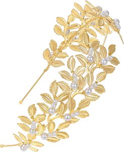 Accessoires pour cheveux de déesse grecque romaine, ensemble de costume grec, Halloween, cosplay, fête, bandeau en feuille de perle, bracelets en spirale, bandeau - Product Image 5