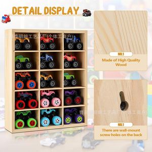 Wooden Car Model Storage <b>Shelf</b> 15.4in H 12.8in W Wall Mounted Toy Organizer Display <b>Rack</b> For Kids Room - Product Image 2