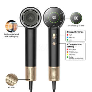 Forte puissance 1600w BLDC Brushless longue durée LCD affichage numérique haute vitesse vent fort sans feuilles sèche-cheveux à faible bruit - Product Image 3