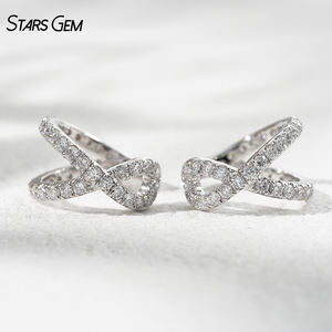 Pendientes de Clip con Diamantes Cultivados en Laboratorio, Oro Sólido de 10K, 1.4mm 0.5ct, Modernos y Unisex, Starsgem - Product Image 3