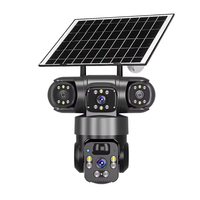 Nouvelle Arrivée Caméra Solaire 4G V380 à Détection Humaine par IA, Triple Objectif, Capteur Triple Objectif, Extérieure, 12MP, pour Sécurité Domestique