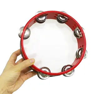 Pandereta Personalizada para Diferentes Tamaños, Mini Pandereta de Mano de Madera 6 "8" 10 "Instrumento Musical Fiesta de Baile de Navidad Percusión