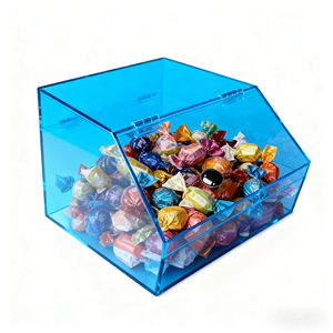 Caja de Acrílico Transparente Azul Personalizada para Dulces con Tapa Abatible con Bisagras, Barra de Agarre, Exhibidor de Dulces de Lucite para <span class=keywords><strong>Supermercado</strong></span> - Product Image 2