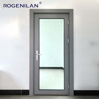ROGENILAN Porte battante extérieure moderne en aluminium étanche à double vitrage, portes à battants en verre trempé pour maisons