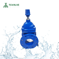 Vanne à opercule manuelle en fonte ductile GGG50 à siège souple DIN3352 F5 PN16 DN100-DN500 à brides, encapsulée EPDM, époxy bleu, pour eau