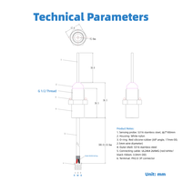 Capteur de niveau à sonde personnalisable en usine, en acier inoxydable 316, G1/2, 5V NPN PNP, pour commandes en gros OEM ODM pour appareils industriels