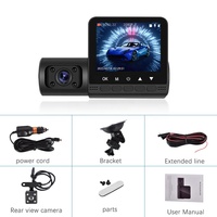 Cámara de Coche Podofo de Doble Lente de 2.5'', Full HD 1080P, Cámara para Tablero con Monitor de Estacionamiento, Visión Nocturna, Grabadora de Video para Coche, DVR para Coche