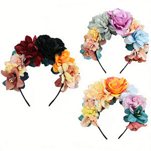 Diadema <span class=keywords><strong>de</strong></span> Flores Grandes con Rosas para el Día <span class=keywords><strong>de</strong></span> los <span class=keywords><strong>Muertos</strong></span>, Decoración para Fiestas <span class=keywords><strong>de</strong></span> Boda - Product Image 2