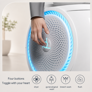 WC intelligent monobloc en céramique avec réservoir encastré, bidet intégré, chasse d'eau automatique avec capteur, télécommande et siège chauffant - Product Image 5