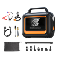 Inflador de Neumáticos Multifuncional para Auto, Compresor de Aire, Arrancador de Emergencia, Manómetro Digital, Bajo Ruido, Ideal para Camping