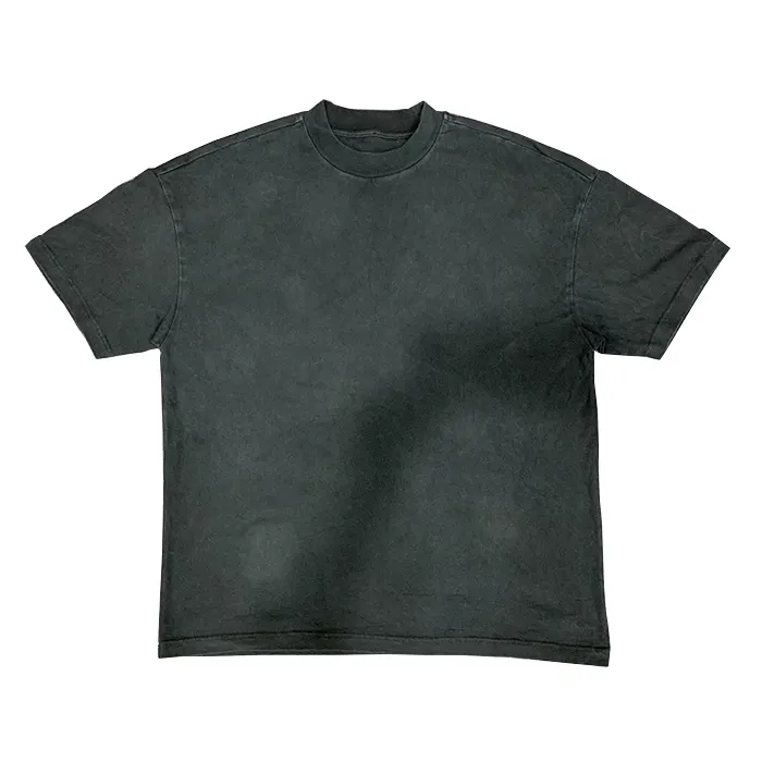 Toplu satış premium boş ağır tişört vintage stil unisex t gömlek erkekler kısa kollu konfeksiyon boyalı asit yıkama t-shirt