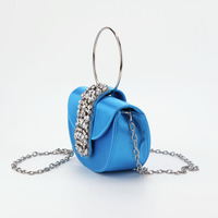 Sac à main demi-lune en tissu satiné diamant super flash pour femmes, sac à main de soirée décontracté, petit sac de fête