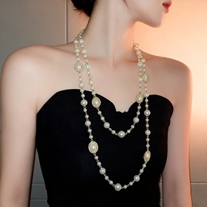 Pearl Necklace Multi Layer AAA Grade Bezel Setting Elegant Everyday Wear - Product Image 2