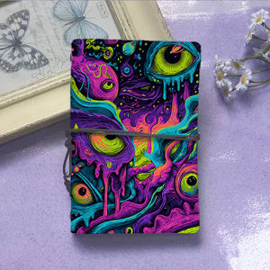 Bloc de notas A6, regalo de Acción de Gracias para cuñado para registrar recetas de parrilla y barbacoa con ojos, formas coloridas, patrones de goteo Pat - Product Image 2