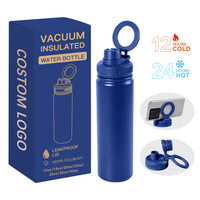 Bouteille d'eau sportive 18 oz en acier inoxydable 540 ml, gourde isotherme sous vide avec support magnétique pour téléphone