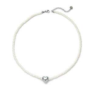 Collier de perles avec pendentif cœur en acier inoxydable 316L plaqué or PVD, bijoux durables et résistants pour femmes - Product Image 2
