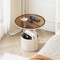 Table basse nordique minimaliste compacte et abordable, table d'appoint blanche pour la maison, mobilier moderne, table ronde en verre