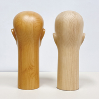 Support de tête de mannequin vintage en bois massif, grande taille, pose debout, pour présentation de bijoux et chapeaux, décoration de boutique et d'antiquités