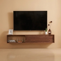 Ensemble meuble TV flottant moderne et table basse pour petit appartement, console multimédia murale gain de place, support TV avec rangement