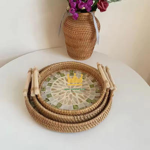 Bandeja de Servir de Ratán Hecha a Mano, Estilo Bohemio Costero, Ecológica, Decorativa y Portátil para Uso Doméstico, de Vietnam - Product Image 4