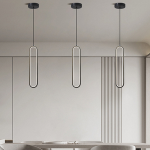 Nhà máy trực tiếp tối giản thời trang màu đen khung 40cm 130cm hiện đại đơn giản LED ánh sáng mặt dây chuyền - Product Image 1