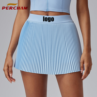 Jupe-short de tennis plissée pour femme avec logo personnalisé, short intégré, poche dissimulée pour téléphone, taille haute, en Spandex et Polyester extensible dans les quatre sens