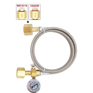 Adaptador para Estación de Recarga de Tanques de CO2 Sodastream, Manguera Trenzada de Acero de 1.5m, Manómetro de Presión de 250 bar, Herramienta de Llenado de Cilindros, Herramientas Neumáticas - Product Image 1