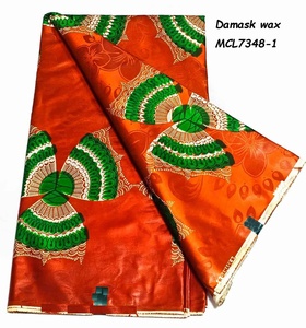 Precio de fábrica 2026 Ghana Moda Africana Ankara Gran Damasco Algodón Estampado Real <span class=keywords><strong>Material</strong></span> de Encaje Encerado 6 Yardas para Coser Vestidos - Product Image 1