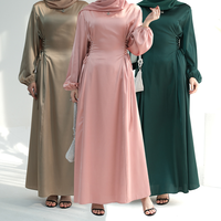Mode à manches longues femmes musulmanes robe élégante fête cordon plus mince Habaya robe arabe dubaï robe musulmane pour les femmes