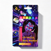 Marqueur fluorescent réactif aux UV avec pointe de pinceau souple, lavable, non toxique, pour festival, Halloween, art corporel DIY