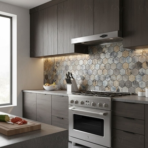 Mosaico Hexagonal de Aleación de Aluminio de Nuevo Diseño de Foshan, China, para Pared de <span class=keywords><strong>Baño</strong></span> y Cocina con Impresión por Inyección de Tinta - Product Image 4
