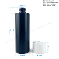 Flacon cylindrique en PEHD de 280 ml avec bouchon disque mat, emballage pour soins personnels, shampoing, après-shampoing, lotion, savon liquide, gel capillaire, logo personnalisé