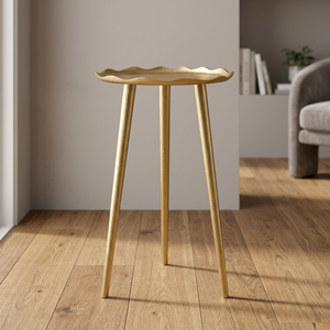 Table basse ronde moderne avec base texturée dorée et plateau noir pour le salon - Product Image 5