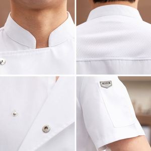 High-end Hot Black Hotel <b>Overalls</b> Single-breasted Wholesale Printed Logo Catering Uniform Chef Jacket <b>Men</b> - Product Image 2