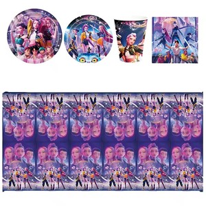 Nouveauté KPop Demon Hunters Décoration de fête d'anniversaire Gobelets Serviettes Nappe Assiette Baby Shower Fournitures de fête Articles de fête - Product Image 2