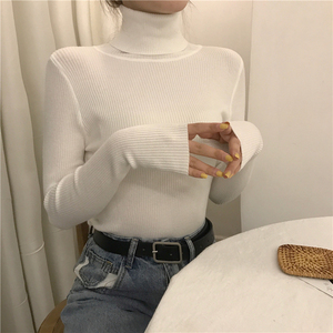 Roll kragen pullover Lang ärmel ige Basis Herbst Winter Frauen <span class=keywords><strong>Eng</strong></span> anliegender Strick pullover - Product Image 3