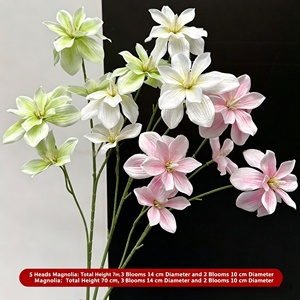 Magnolia Artificial de 5 Cabezas al por Mayor Directo de Fábrica para Decoración de Bodas, Eventos Románticos y Mesas del Hogar - Product Image 3