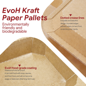EvoH Kraft Paper Trays Waterproof Oil-proof Disposable Biodegradable Paper Plates Bowls <b>Takeaway</b> Food <b>Container</b> - Product Image 3