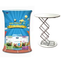 Comptoir pliable pop-up pour salon professionnel, de forme rectangulaire, circulaire et elliptique, table de stand pop-up pour exposition
