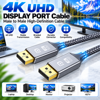 Kabel DISPLAY PORT 4K 60Hz DP 1.2 Male to Male dengan Cangkang Aluminium untuk Monitor Gaming, PC Desktop, Kartu Grafis 1M 2M 3M