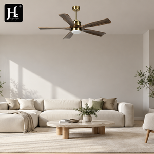 Ventilateur de plafond en bois à 5 pales de 52 pouces, noir rustique, avec télécommande, moteur DC réversible, moderne, pour salon, 3000-6000K - Product Image 1