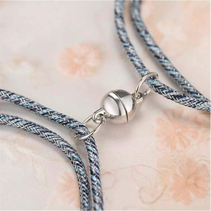 Heart To Heart Couple Bracelet Woven Magnetic Unisex Jewelry Gift Set SS 002 - Product Image 4